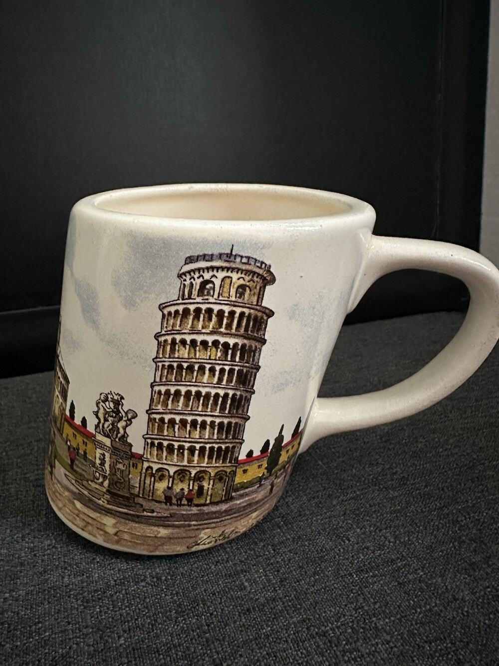 Vintage Leaning Tower of Pisa Mug PF Made in Italy Ceramic Souvenir 4.25”